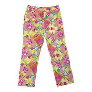 LILLY Pulitzer Diamond Head Patch Hawaiian Print Cropped Pants Sz 6
